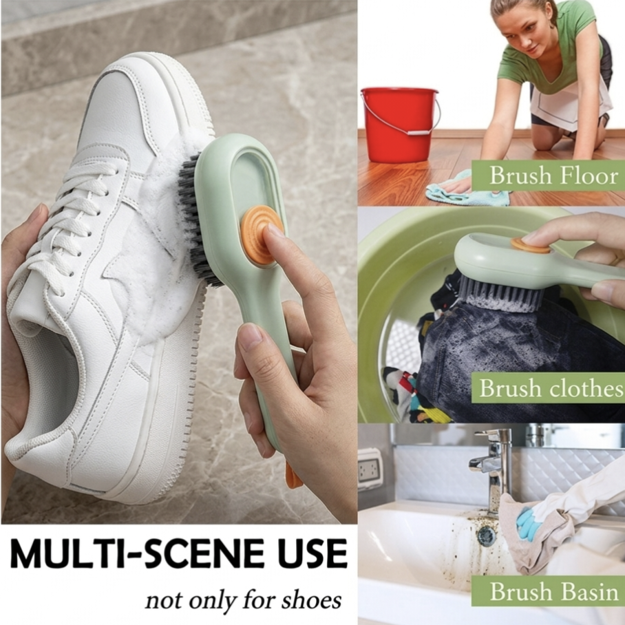 Liquid Dispensing Soft Fur Cleaning Brush for Shoes & Clothes