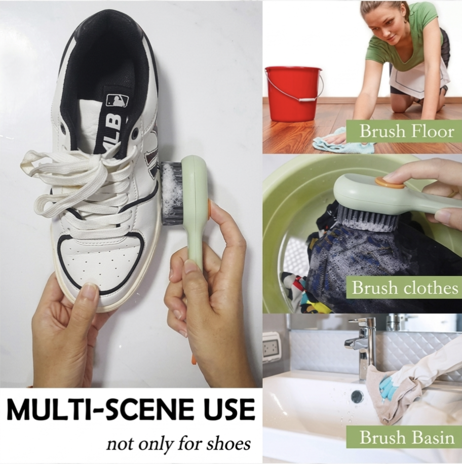 Liquid Dispensing Soft Fur Cleaning Brush for Shoes & Clothes