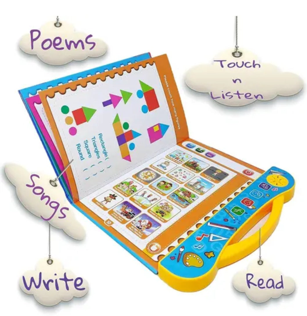 Interactive 3-in-1 Smart Talking E-Book – Early Learning Electronic Activity Notebook for Kids