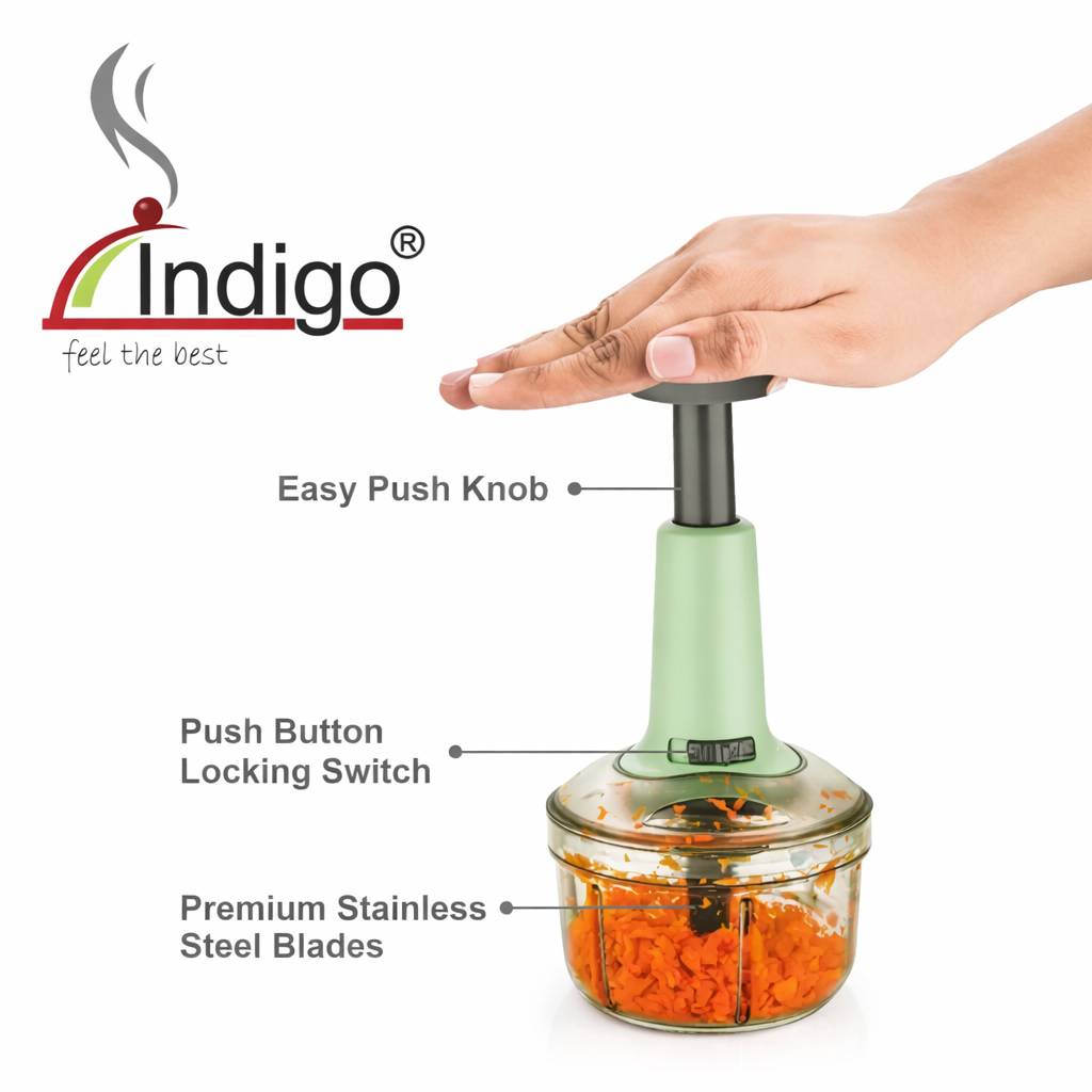 Manual Food Chopper 650ml – 3 Blade Quick Cutter
