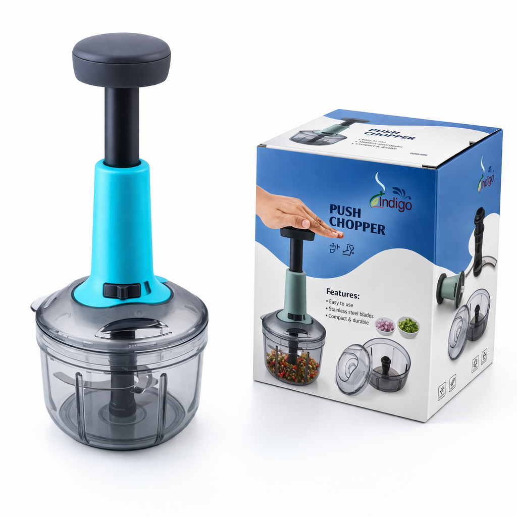 Manual Food Chopper 650ml – 3 Blade Quick Cutter