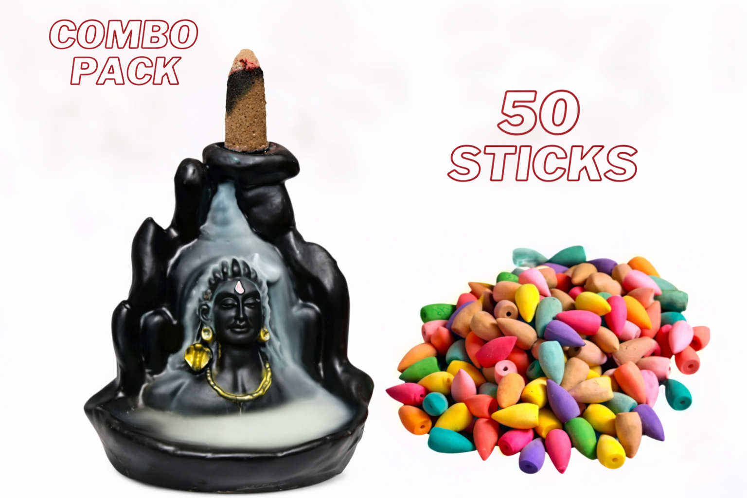 Adiyogi Shiva Backflow Incense Waterfall – Zen Smoke Fountain Decor