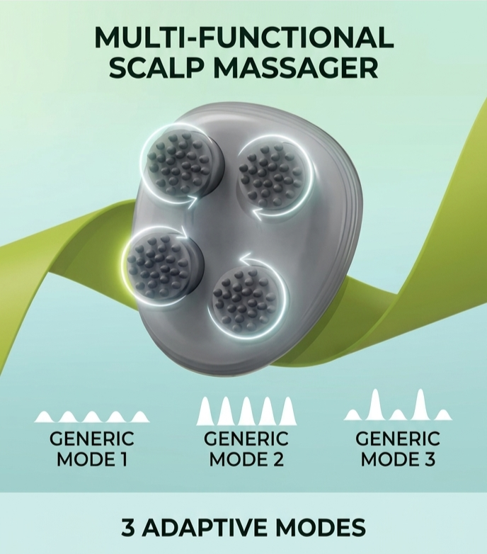 Caresmith Revive Scalp Massager, a cordless and rechargeable device designed for relaxation and hair growth stimulation.