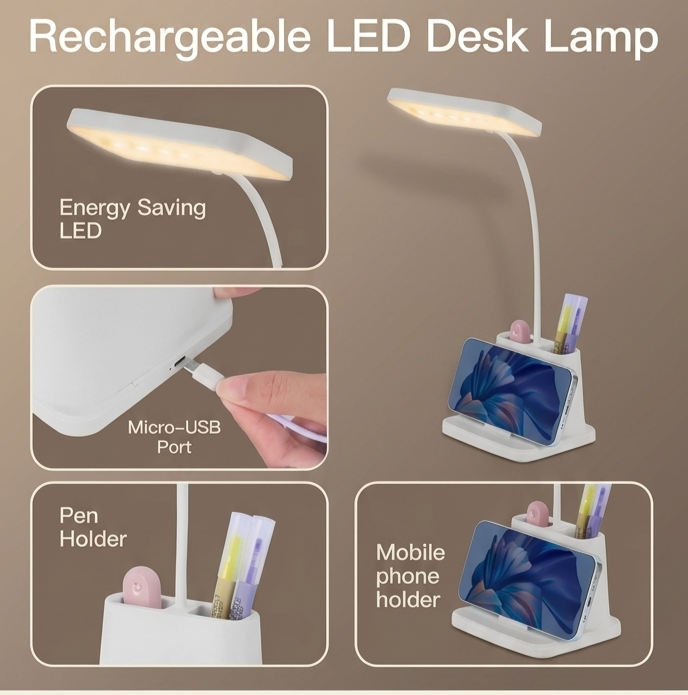 Table Lamp for Study, Dimmable Desk Lamp