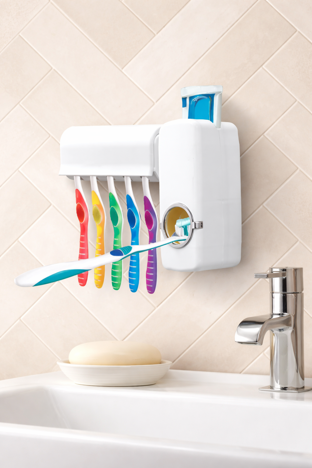 2-in-1 Wall-Mounted Toothbrush Station
