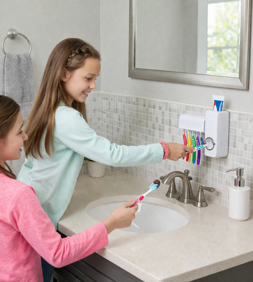 2-in-1 Wall-Mounted Toothbrush Station