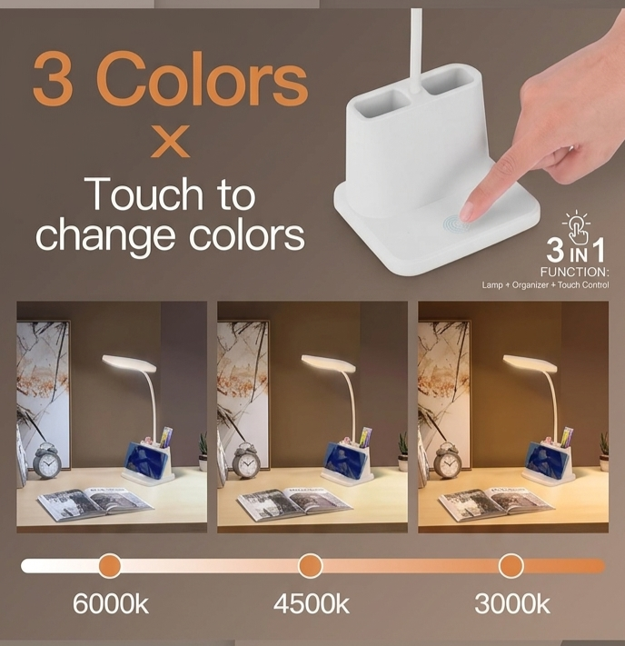 Table Lamp for Study, Dimmable Desk Lamp